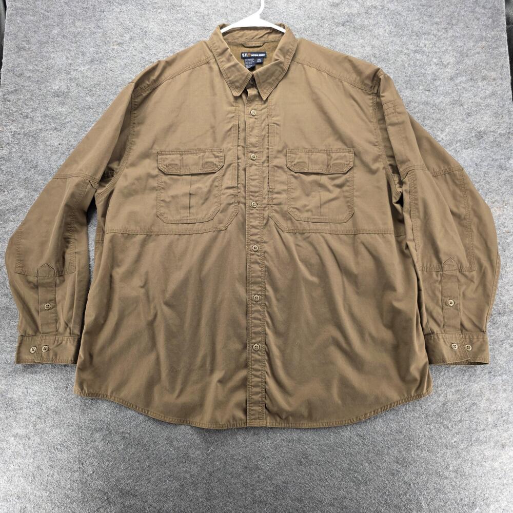 5.11 Tactical Series Shirt Mens 3XL Brown Long Sleeve Button Down Vented Mesh